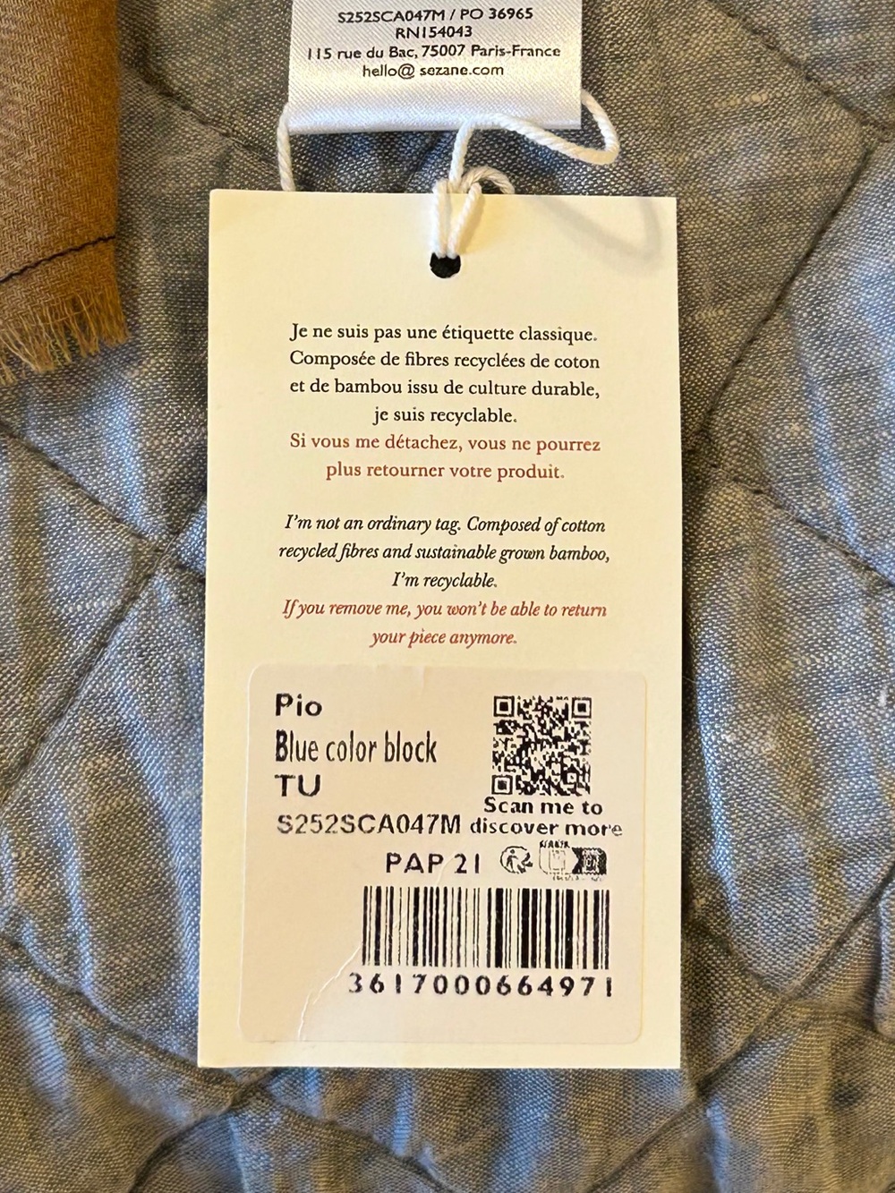 Sézane Nwt Pio Blue Colorblock Scarf - 💯 % Wool! Sold Out at Sézane 🇫🇷!! - Picture 5 of 5
